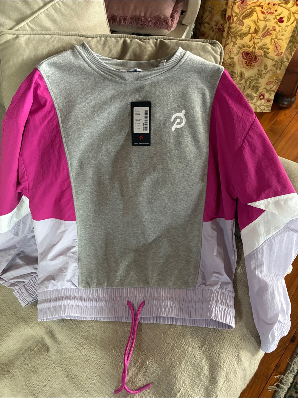 Peloton Colorblock Sweatshirt in Gray, Pink & Lilac